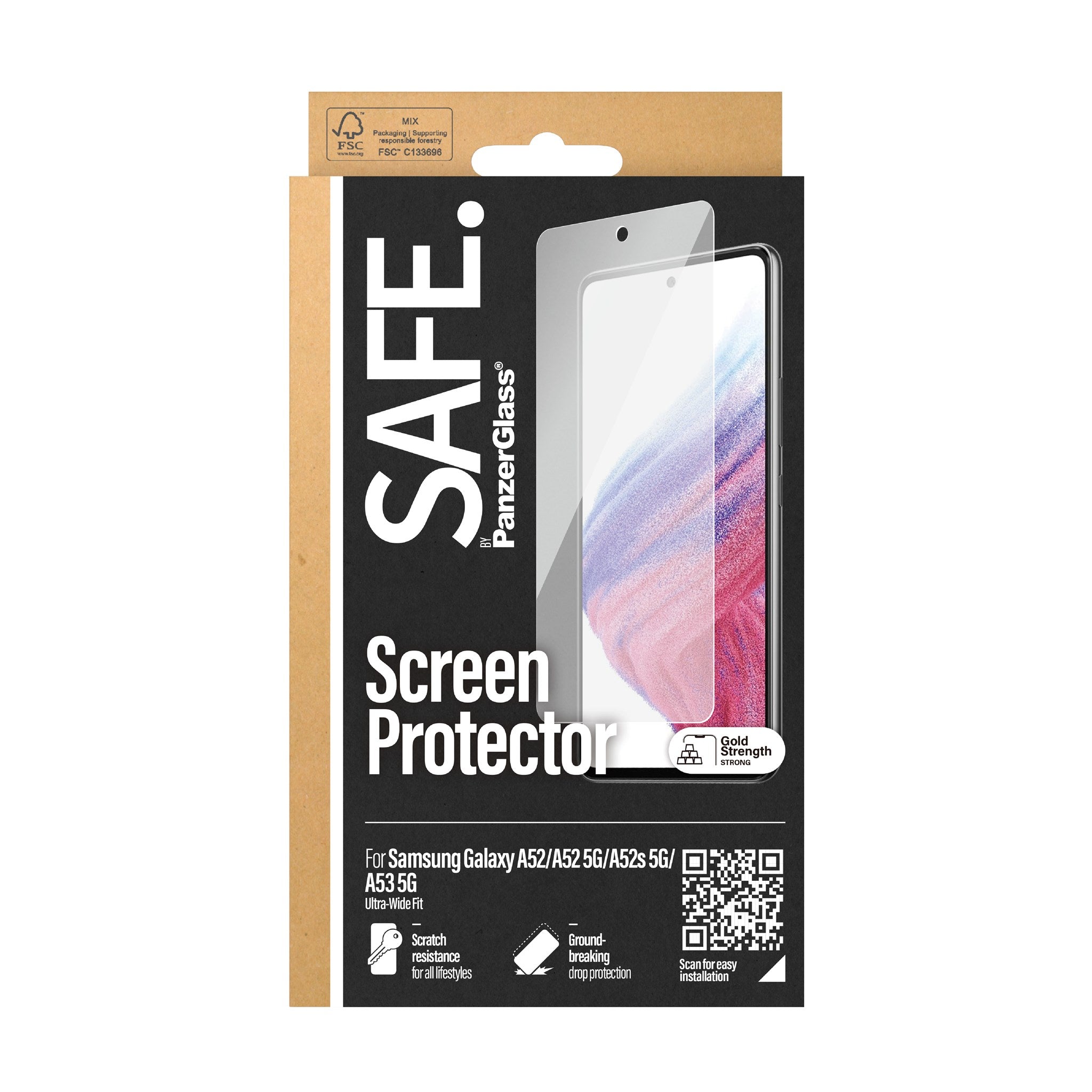 SAFE. by PanzerGlass® Skærmbeskyttelse Samsung Galaxy A52 | A52 5G | A52s 5G | A53 5G | Ultra-Wide Fit